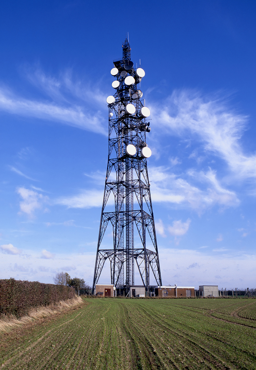 Microwave radios on a communications trailer